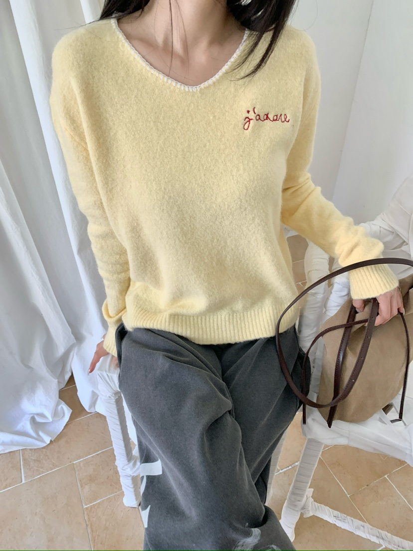 MAISONDEGLORY韓國代購女裝新品推薦真品休閑人氣針織衫V領Maison de glory針織衫