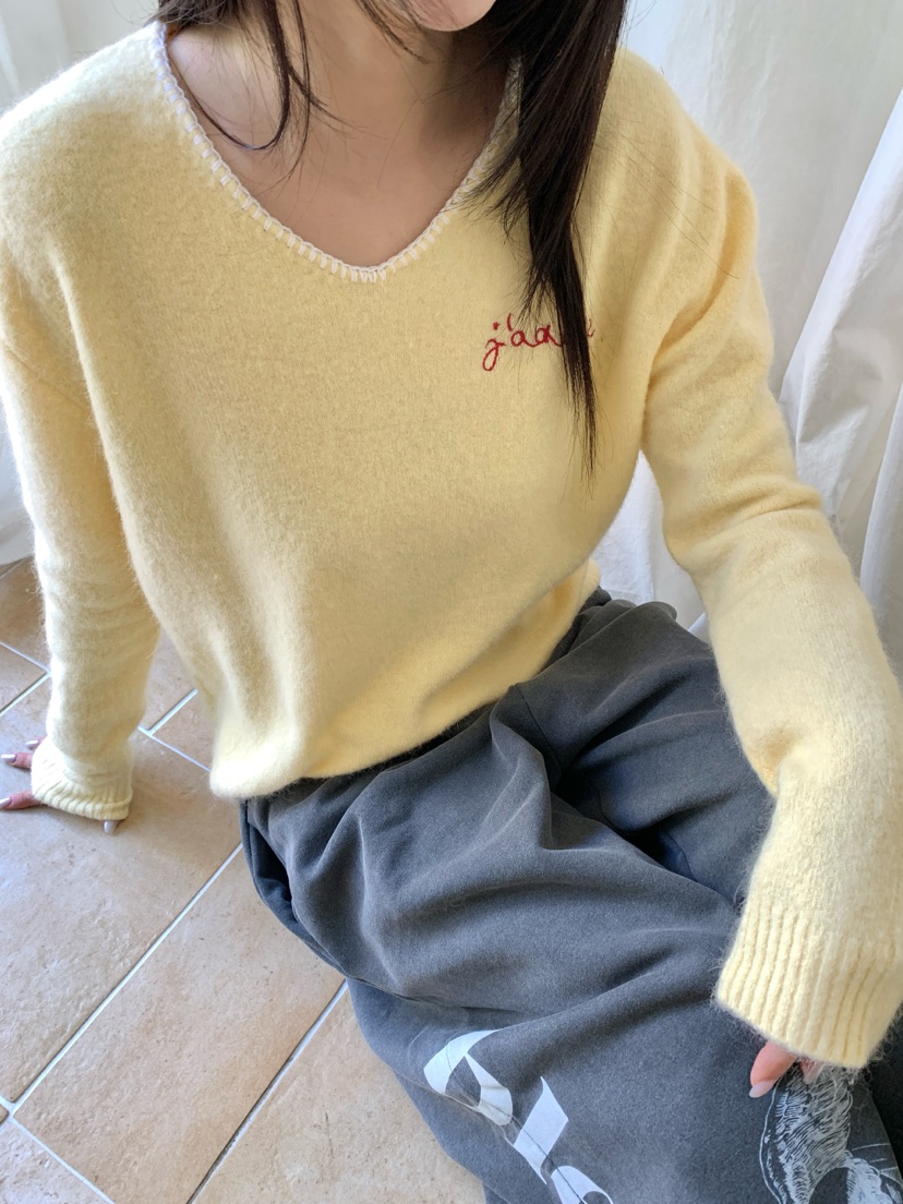 MAISONDEGLORY韓國代購女裝新品推薦真品休閑人氣針織衫V領Maison de glory針織衫