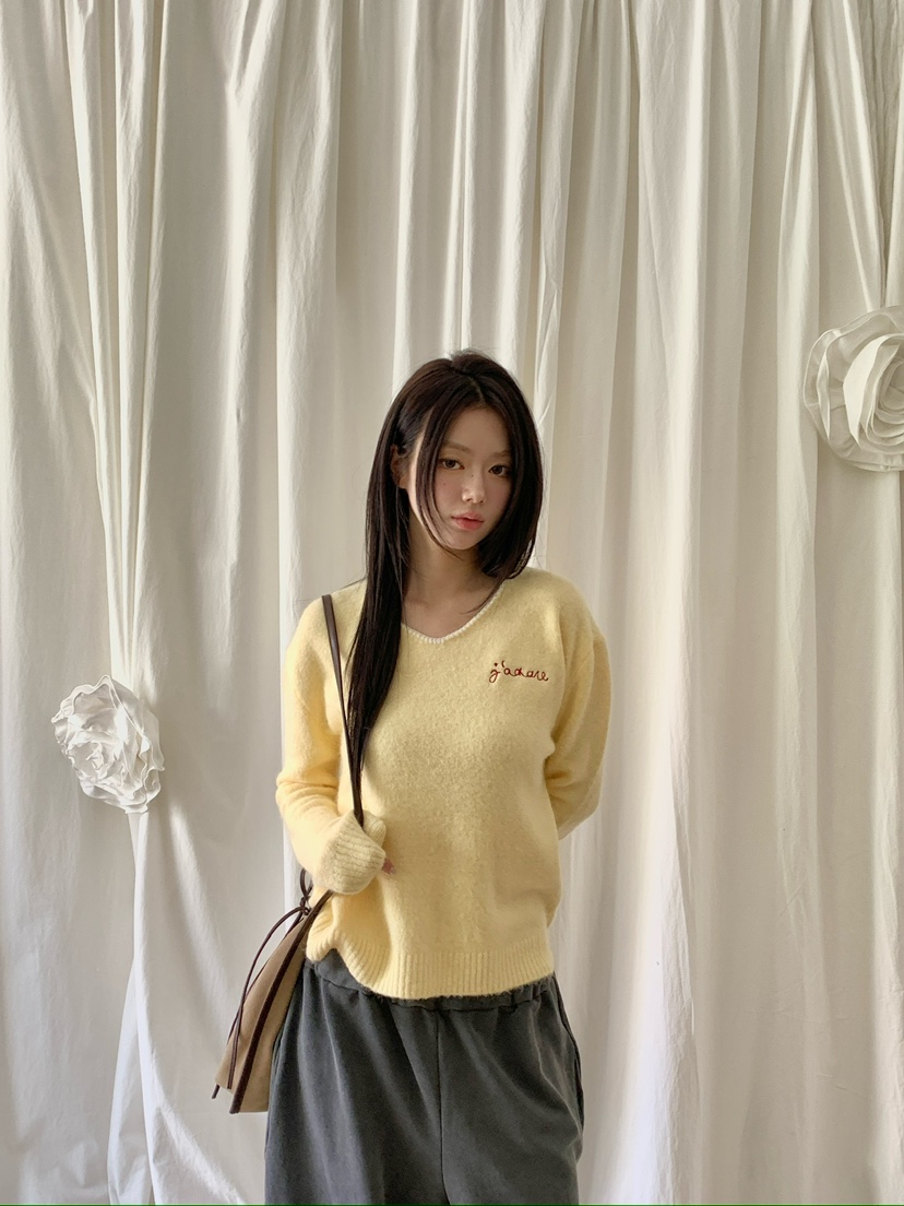 MAISONDEGLORY韓國代購女裝新品推薦真品休閑人氣針織衫V領Maison de glory針織衫