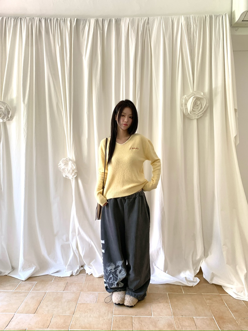 MAISONDEGLORY韓國代購女裝新品推薦真品休閑人氣針織衫V領Maison de glory針織衫