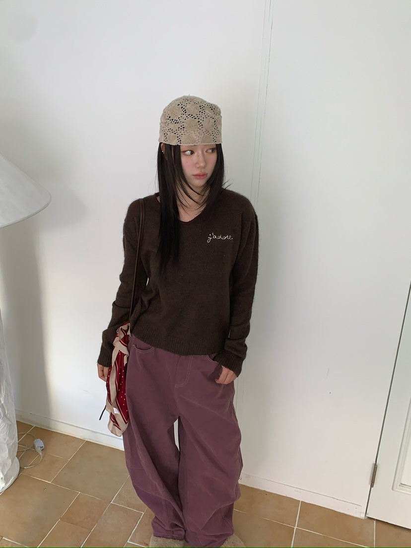 MAISONDEGLORY韓國代購女裝新品推薦真品休閑人氣針織衫V領Maison de glory針織衫