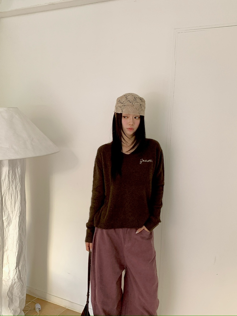 MAISONDEGLORY韓國代購女裝新品推薦真品休閑人氣針織衫V領Maison de glory針織衫