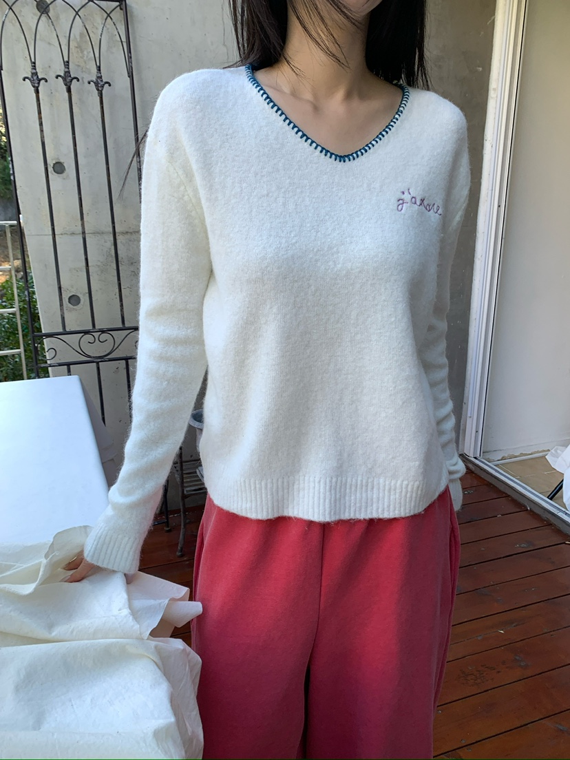 MAISONDEGLORY韓國代購女裝新品推薦真品休閑人氣針織衫V領Maison de glory針織衫