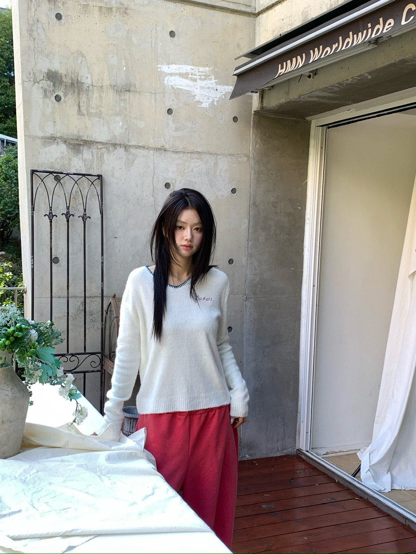 MAISONDEGLORY韓國代購女裝新品推薦真品休閑人氣針織衫V領Maison de glory針織衫