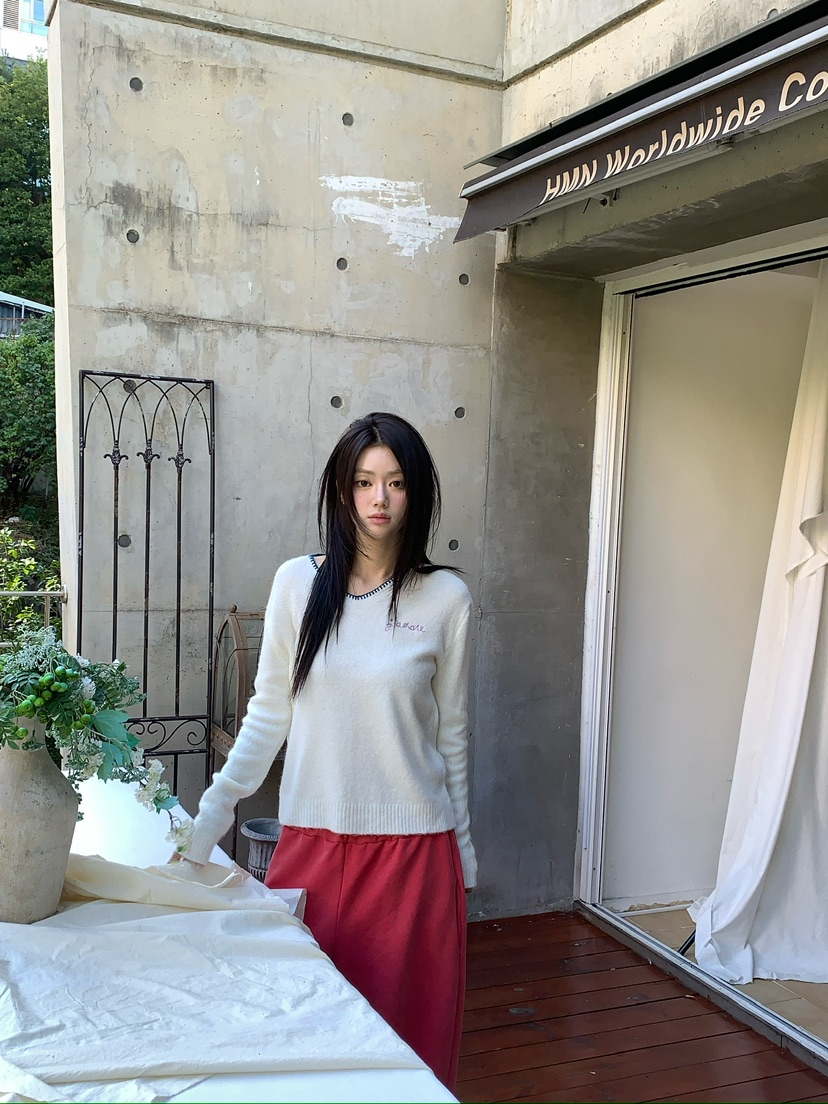 MAISONDEGLORY韓國代購女裝新品推薦真品休閑人氣針織衫V領Maison de glory針織衫