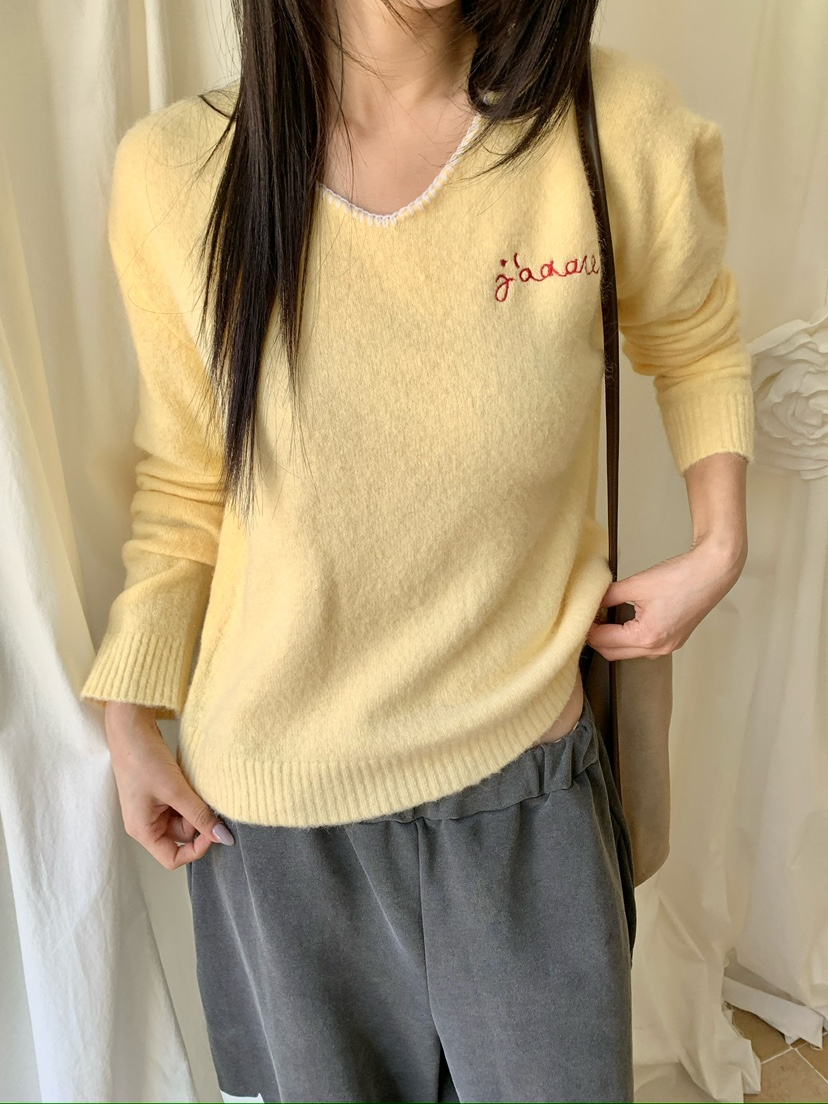 MAISONDEGLORY韓國代購女裝新品推薦真品休閑人氣針織衫V領Maison de glory針織衫圖色1