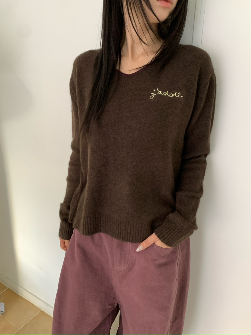 MAISONDEGLORY韓國代購女裝新品推薦真品休閑人氣針織衫V領Maison de glory針織衫圖色2
