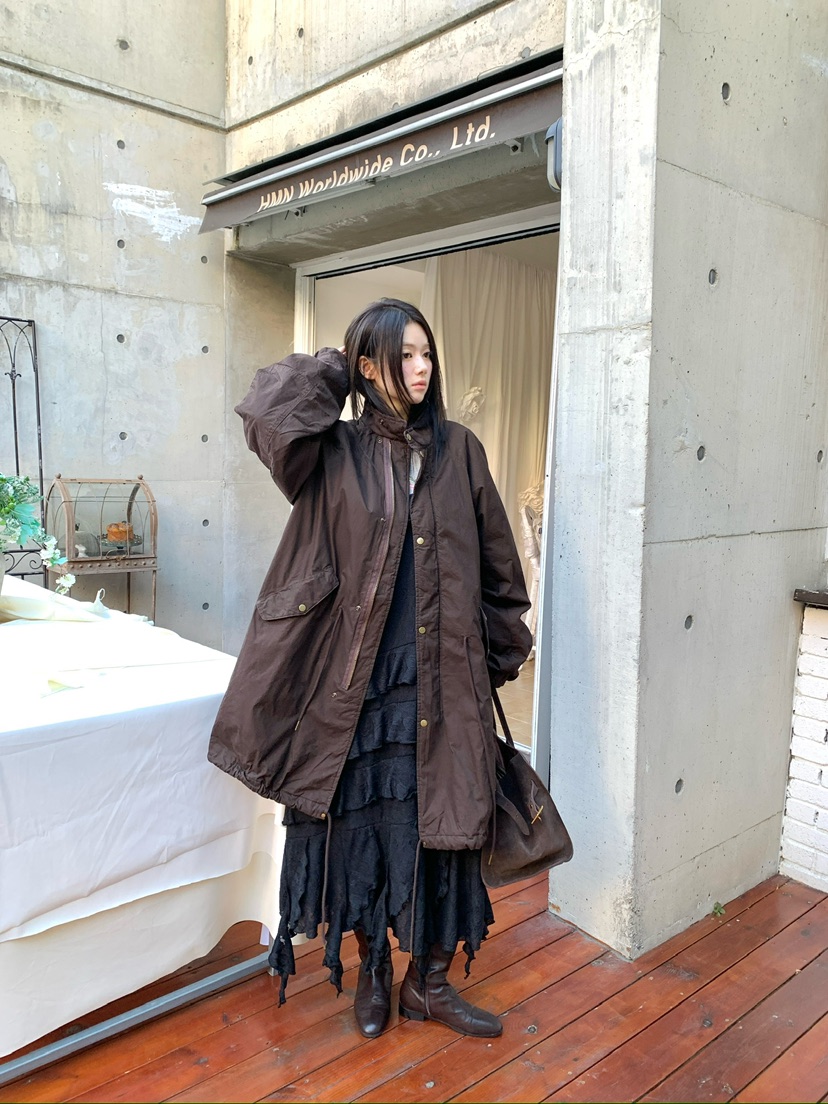 MAISONDEGLORY韓國直郵女裝新款真品時尚熱賣長款風衣絎縫Maison de glory長款風衣