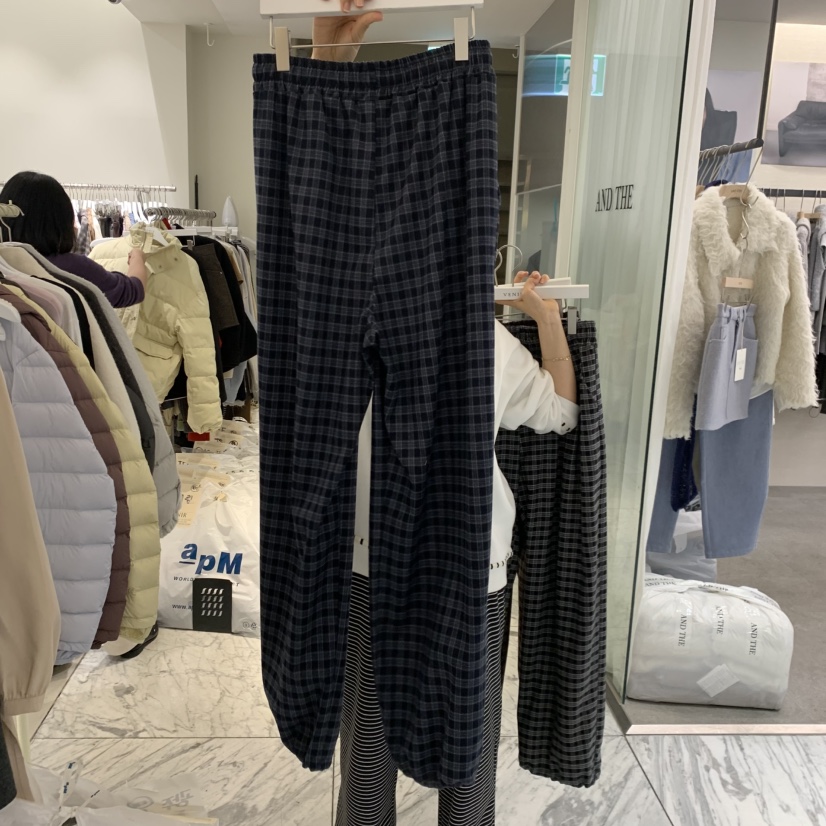 VENIR-A東大門代購女裝新款熱賣人氣推薦休閑褲格子褶裥VENIR-A休閑褲
