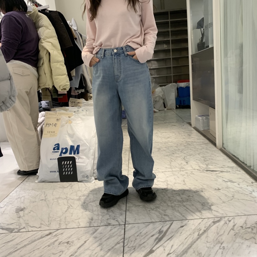 VENIR-A韓國直郵女士新品推薦時尚休閑人氣熱賣牛仔褲磨毛VENIR-A牛仔褲圖色1淺藍