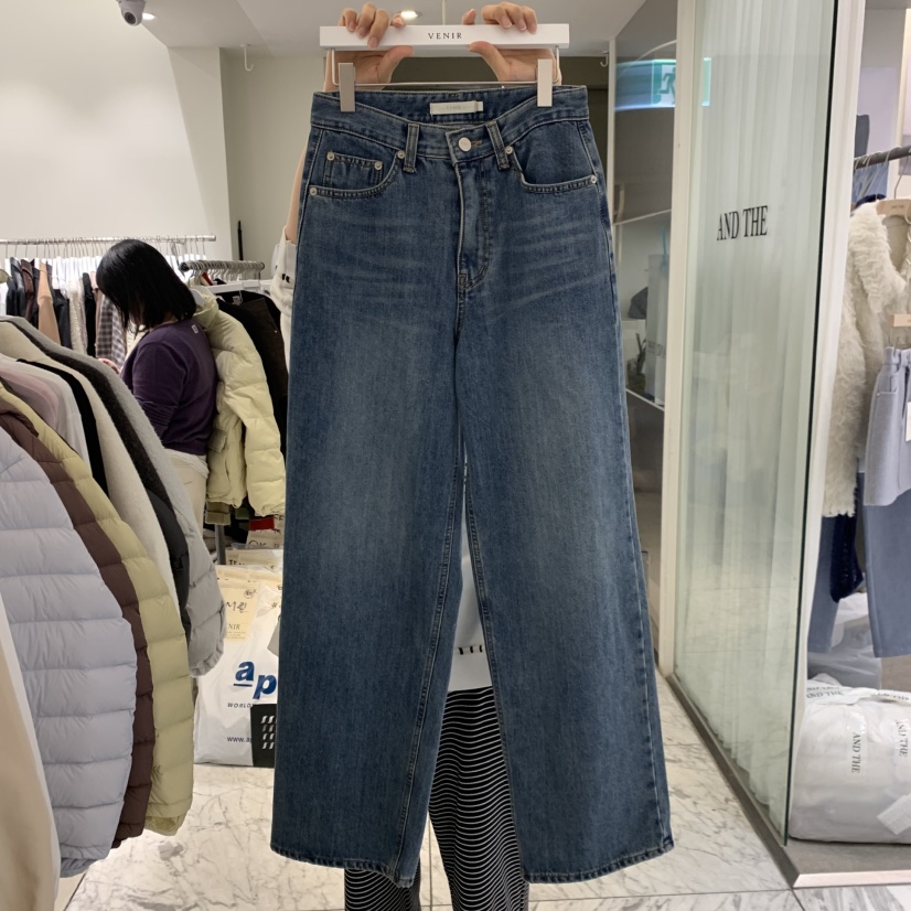 VENIR-A韓國直郵女士新品推薦時尚休閑人氣熱賣牛仔褲磨毛VENIR-A牛仔褲圖色2深藍色