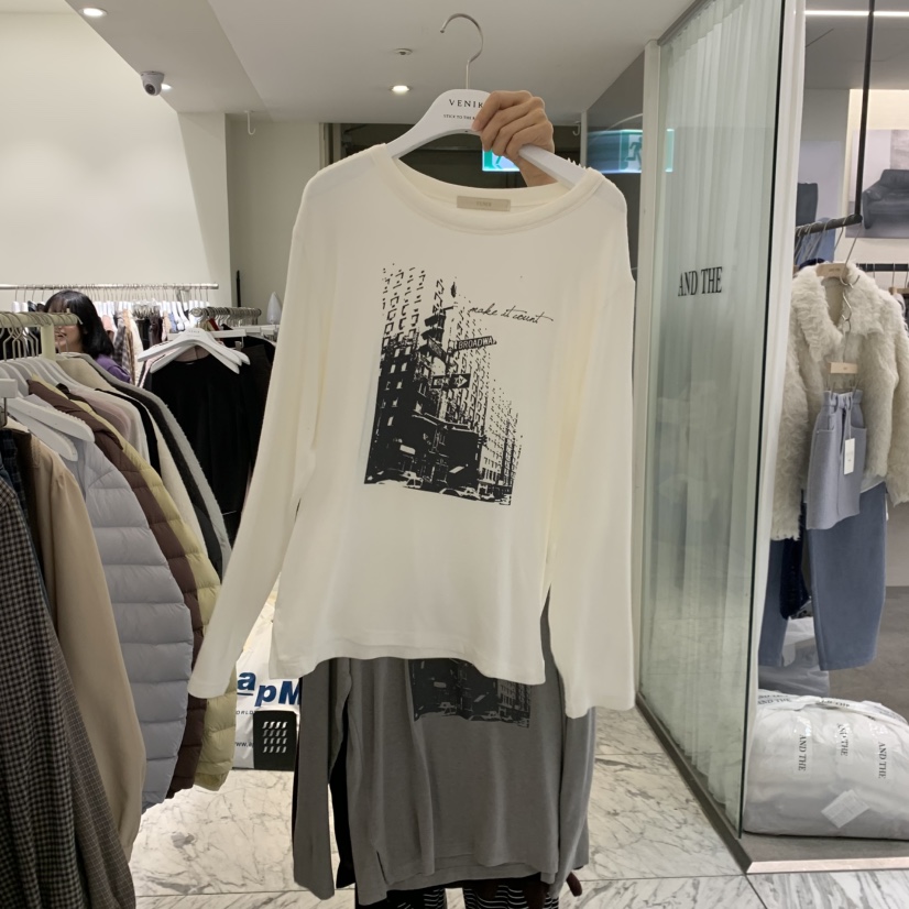 VENIR-A東大門代購女士新品休閑真品時尚推薦熱賣長袖T恤VENIR-A長袖T恤圖色1