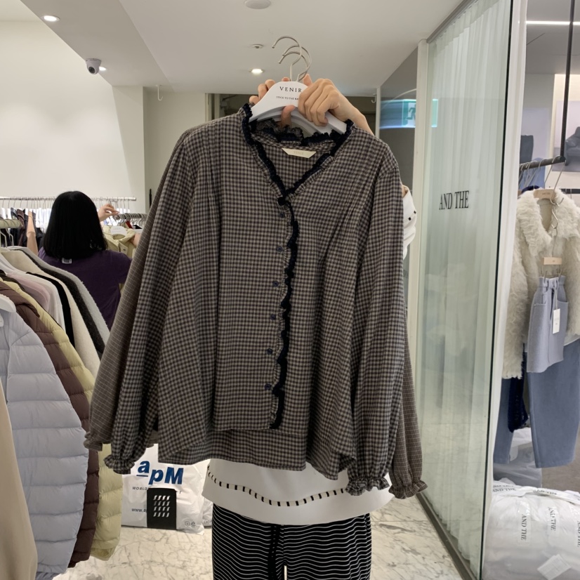 VENIR-A東大門實拍女裝新品推薦人氣休閑時尚襯衫蕾絲衫VENIR-A襯衫/蕾絲衫圖色1深藍