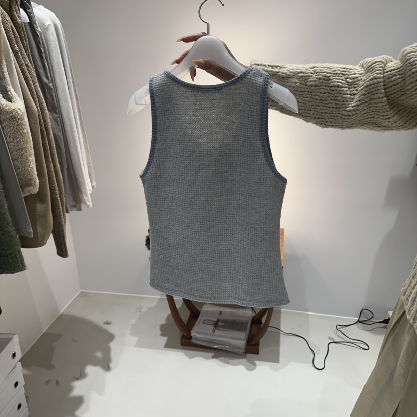 ARCHIVE PIECE東大門代購女裝新款熱賣休閑吊帶背心華夫格ARCHIVEPIECE TAG吊帶/背心