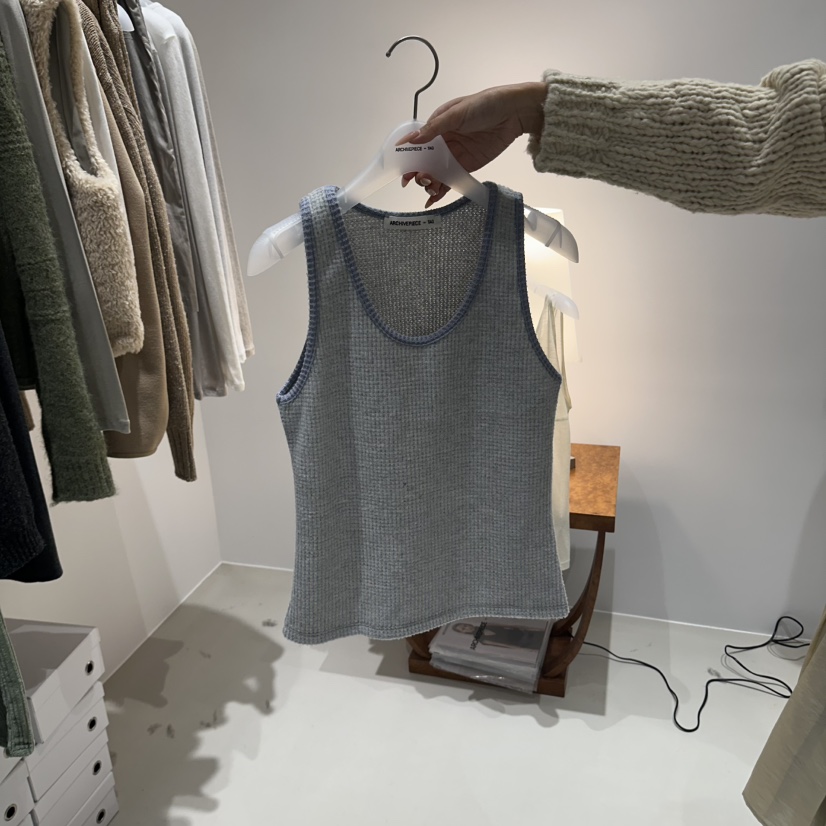 ARCHIVE PIECE東大門代購女裝新款熱賣休閑吊帶背心華夫格ARCHIVEPIECE TAG吊帶/背心圖色3灰色