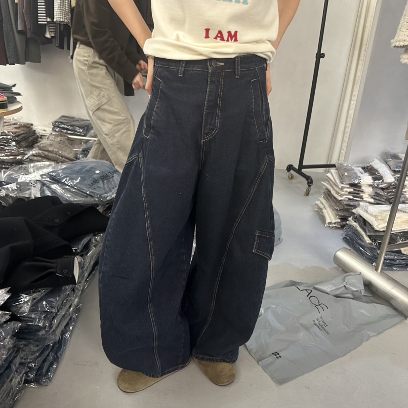 DOUBLE STANDARD/LE SMOKING/MAISONSTAFF東大門代購女裝新品時尚休閑褲MAISONSTAFF休閑褲圖色1牛仔藍