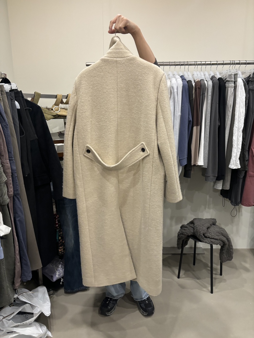 NAMED東大門代購女裝新品推薦真品人氣熱賣中長款大衣奶油色NAMED中長款大衣