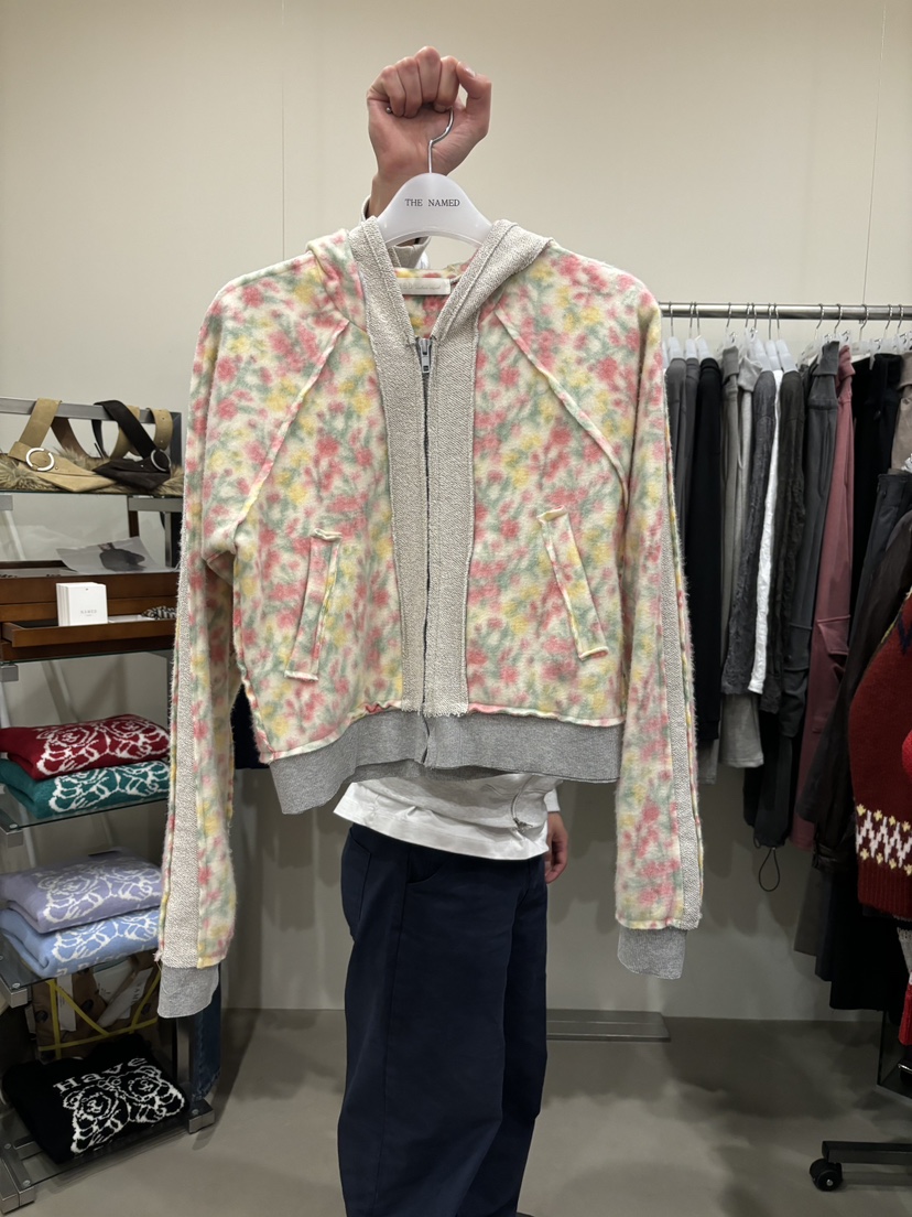 NAMED東大門實拍女士新品熱賣真品時尚衛衣拉鏈連帽衫花朵NAMED衛衣圖色1