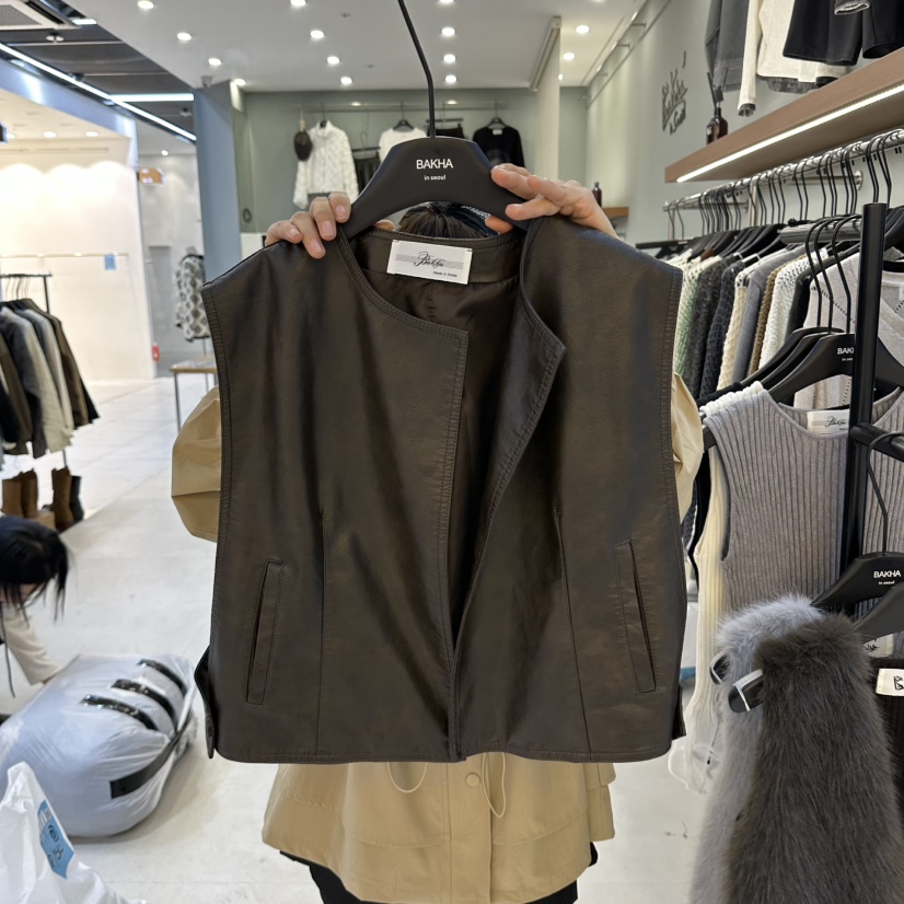 BAKHA東大門代購女士新品人氣熱賣推薦時尚休閑真品馬甲CHARLES THE SECOND/CHEAP-CHIC馬甲圖色2棕色