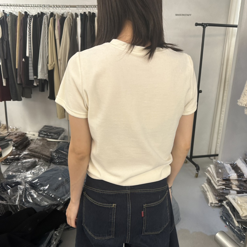 DOUBLE STANDARD/LE SMOKING/MAISONSTAFF韓國直郵女士新款人氣T恤天鵝絨字母MAISONSTAFFT恤