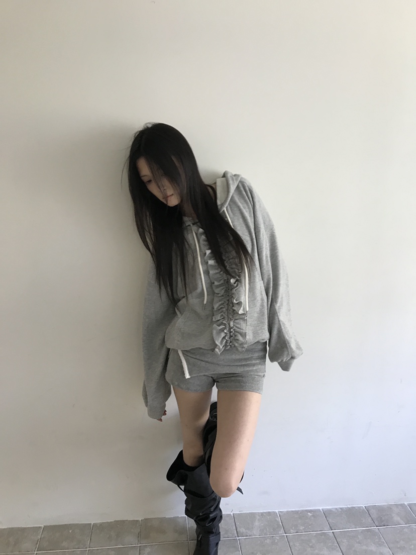 ENHANCE/HOPESMORE韓國直郵女裝新品推薦夾克荷葉邊連帽衫ENHANCE/HOPESMORE夾克