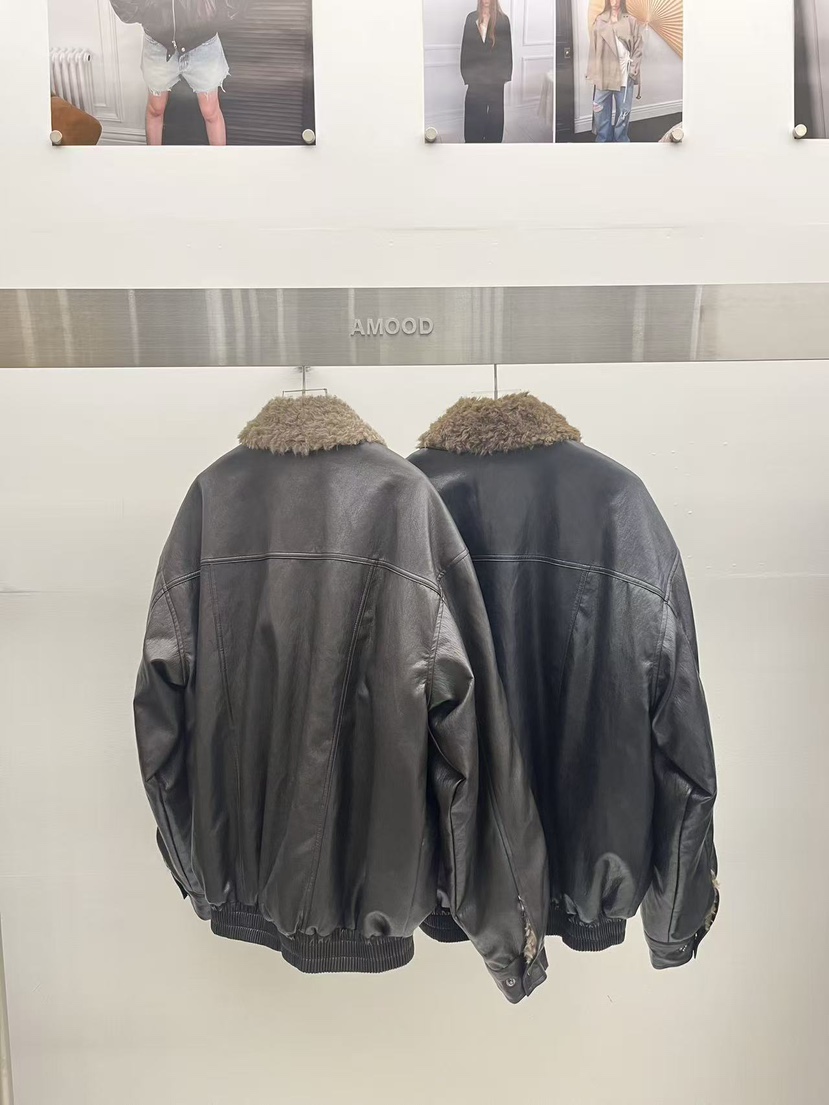 AMOOD韓國直郵女裝新款休閑真品人氣推薦熱賣時尚夾克羊皮AMOOD夾克