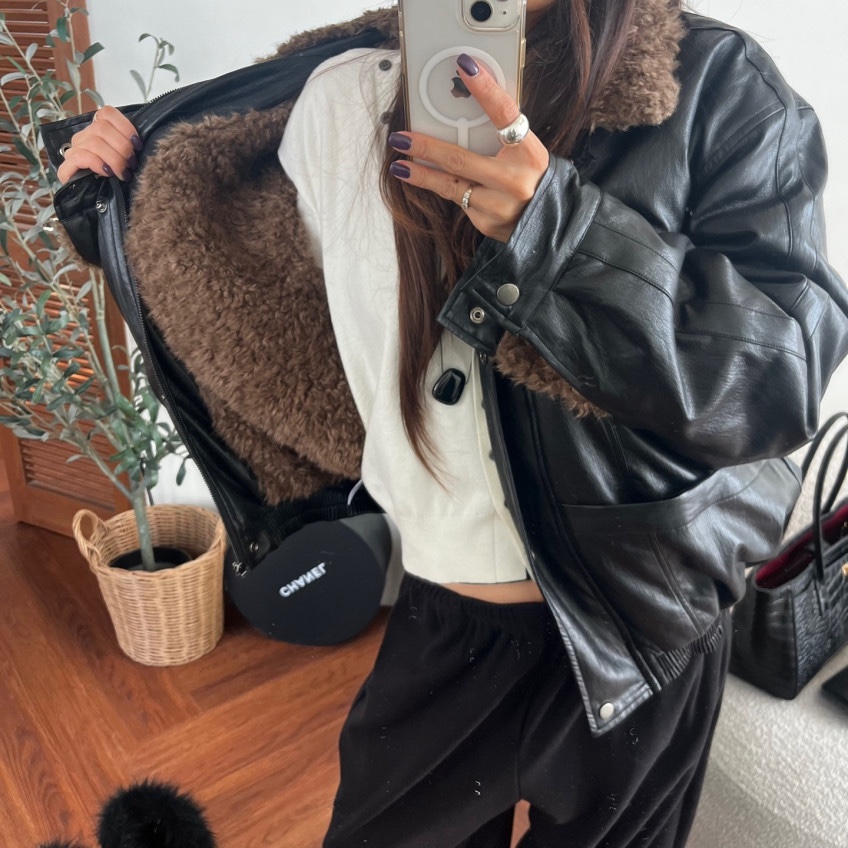 AMOOD韓國直郵女裝新款休閑真品人氣推薦熱賣時尚夾克羊皮AMOOD夾克
