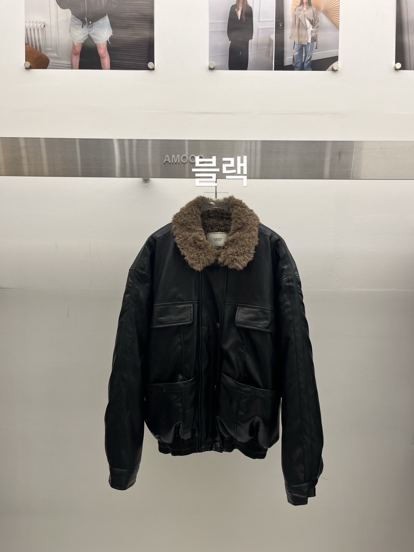 AMOOD韓國直郵女裝新款休閑真品人氣推薦熱賣時尚夾克羊皮AMOOD夾克圖色2