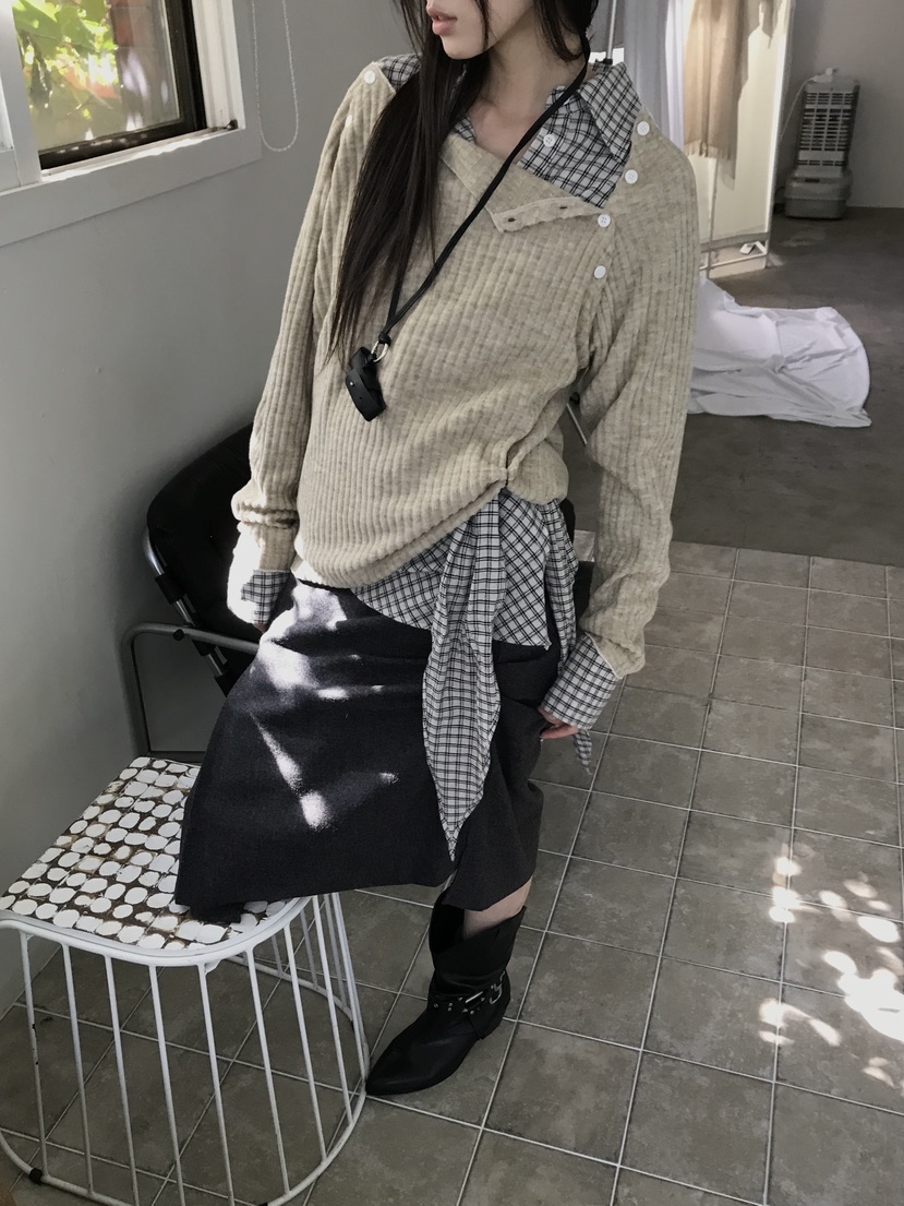 ENHANCE/HOPESMORE東大門直郵女士新款推薦休閑針織衫紐扣ENHANCE/HOPESMORE針織衫
