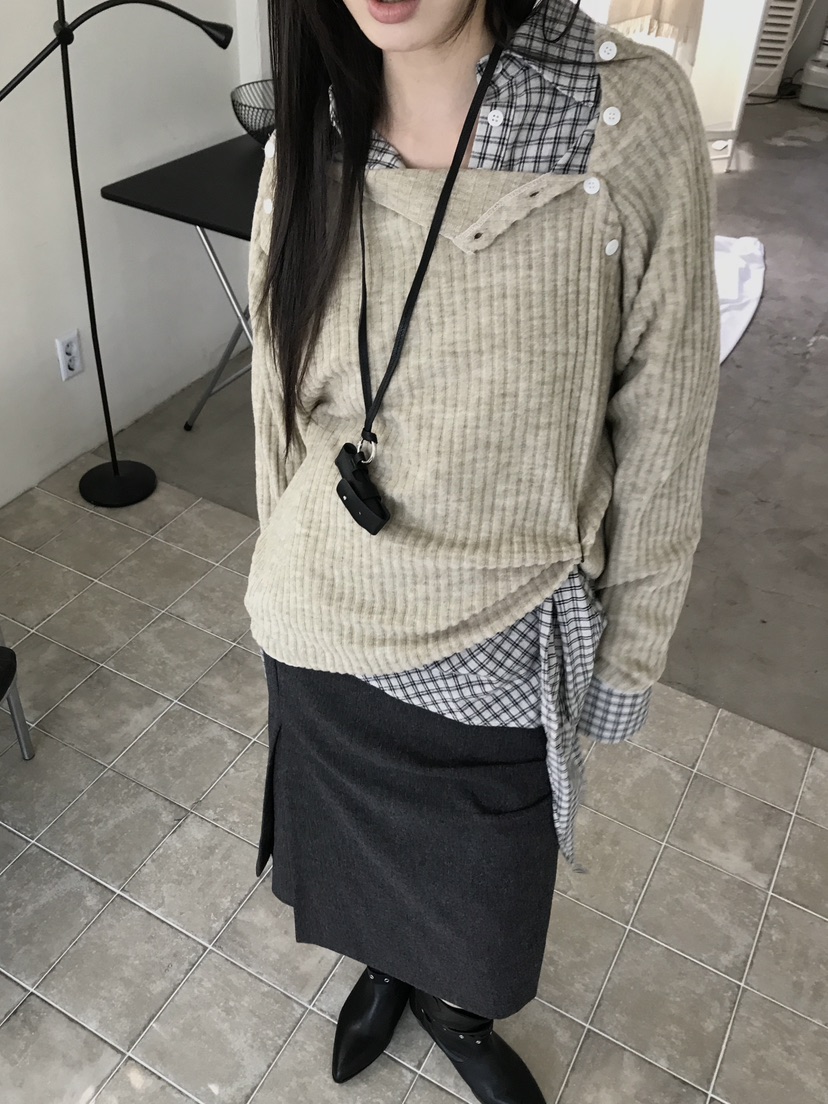 ENHANCE/HOPESMORE東大門直郵女士新款推薦休閑針織衫紐扣ENHANCE/HOPESMORE針織衫