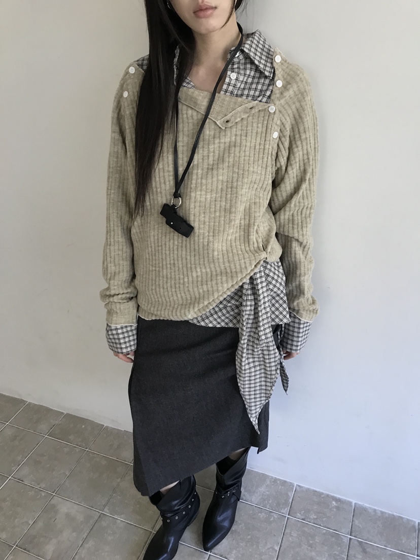 ENHANCE/HOPESMORE東大門直郵女士新款推薦休閑針織衫紐扣ENHANCE/HOPESMORE針織衫