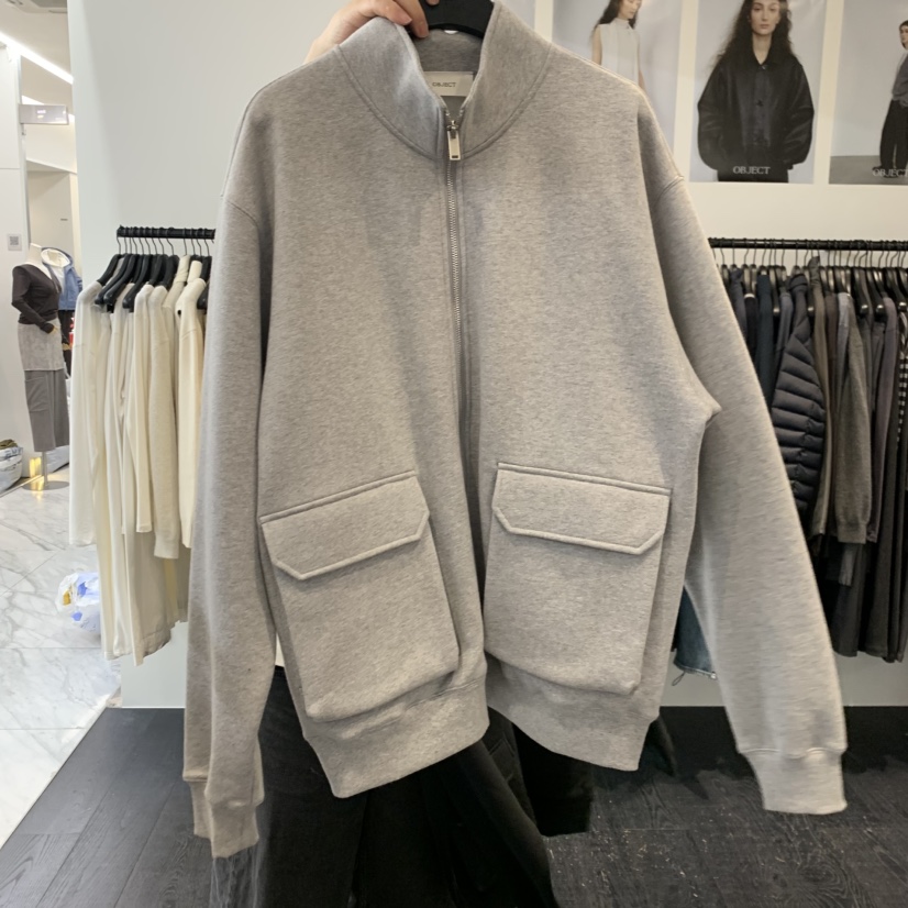 OBJECT東大門直郵女士新品時尚真品推薦休閑熱賣夾克加絨OBJECT夾克圖色1灰
