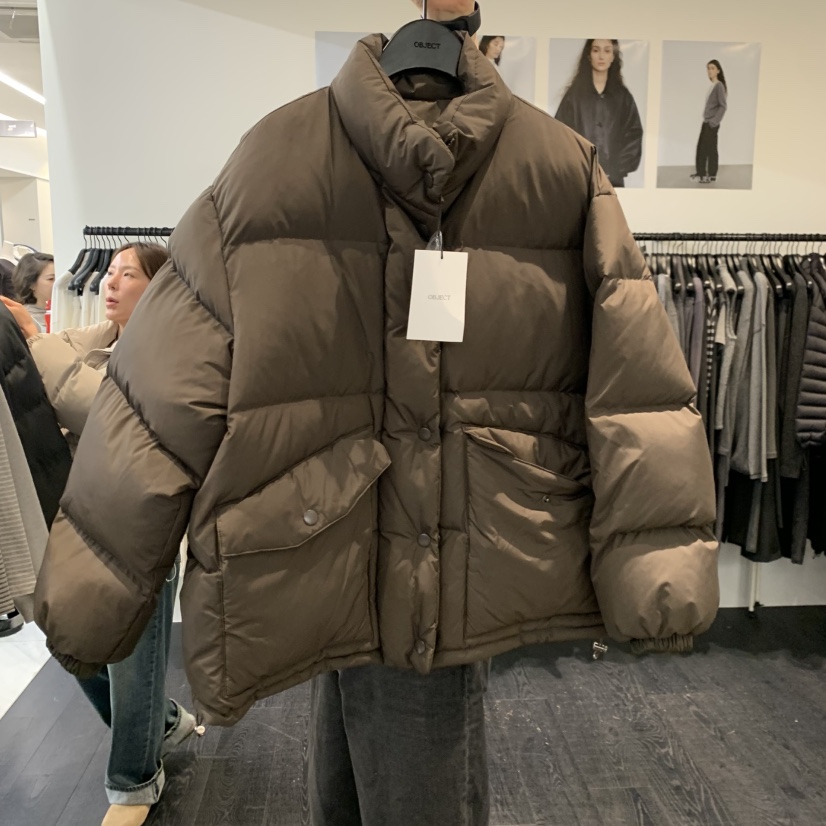 OBJECT東大門代購女裝新品熱賣短款羽絨服兩面穿羽絨雙面鴨絨OBJECT短款羽絨服圖色3棕色
