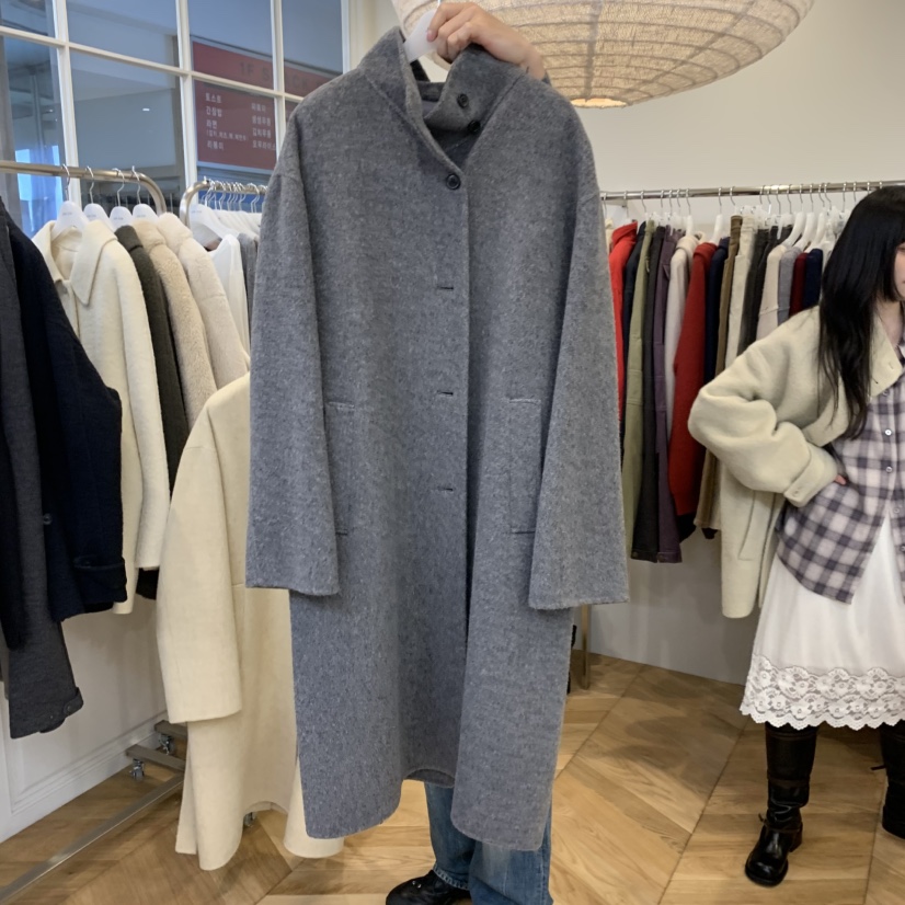 JINSIM東大門代購女裝新品人氣熱賣時尚中長款大衣含腰帶JINSIM中長款大衣圖色1