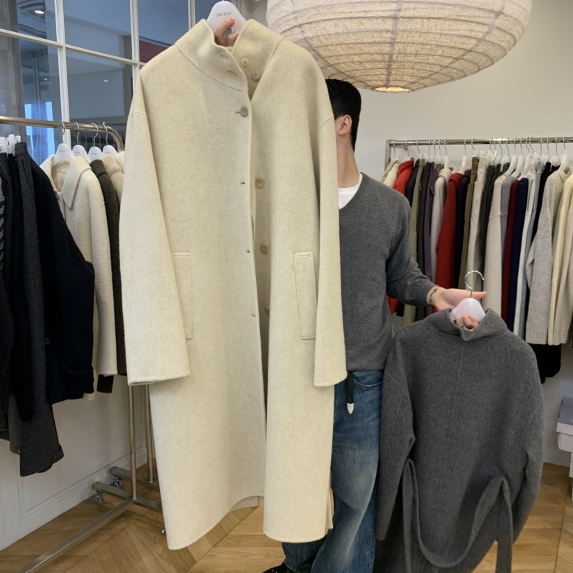 JINSIM東大門代購女裝新品人氣熱賣時尚中長款大衣含腰帶JINSIM中長款大衣圖色2