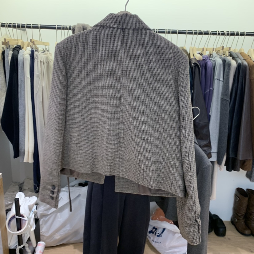 W AND J東大門直郵女裝新品真品熱賣人氣時尚短款大衣格紋WANDJ短款大衣