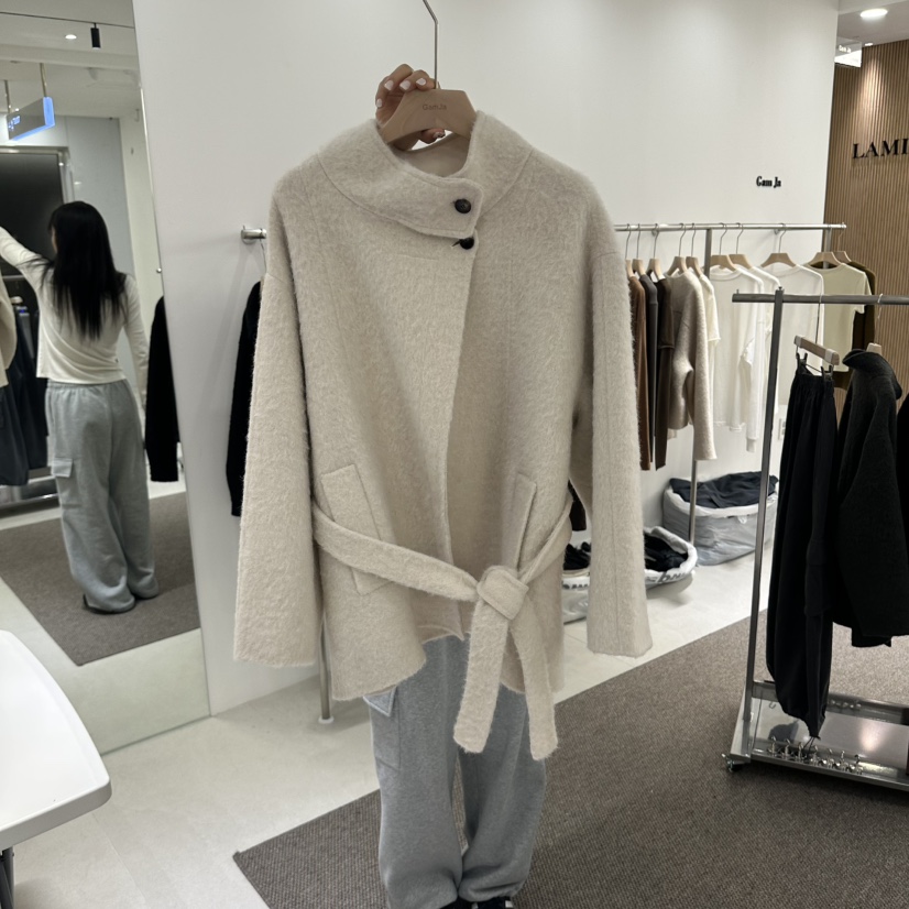 GAM JA東大門實拍女裝新品時尚真品人氣夾克含腰帶系帶高領GAM JA夾克圖色1