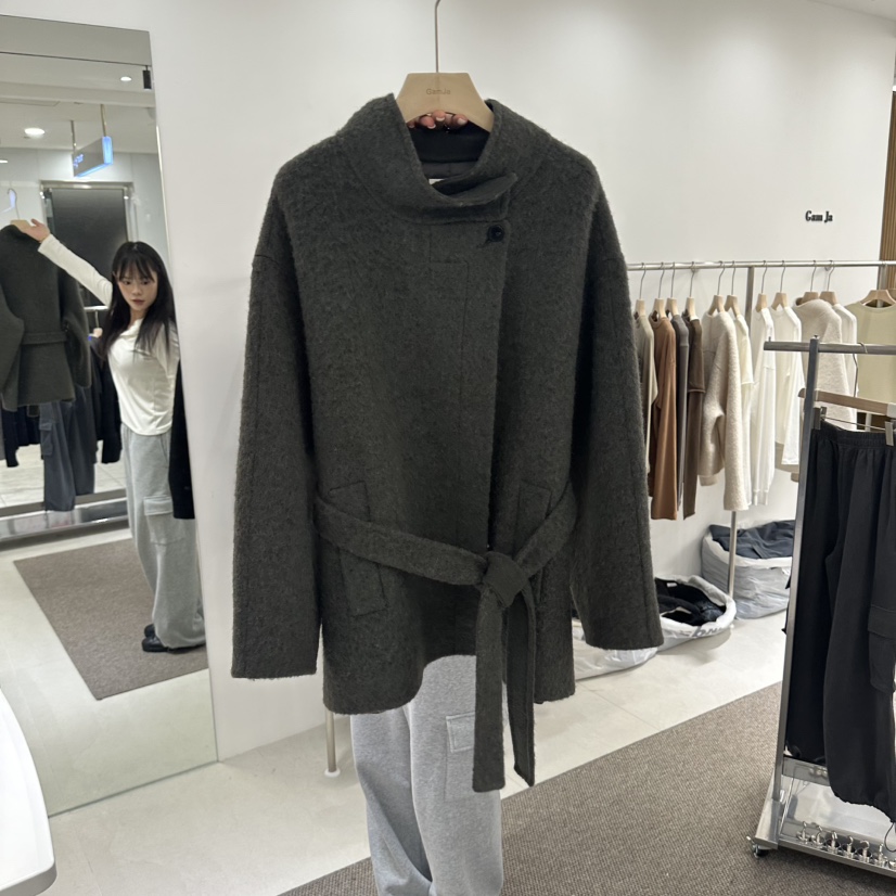 GAM JA東大門實拍女裝新品時尚真品人氣夾克含腰帶系帶高領GAM JA夾克圖色2