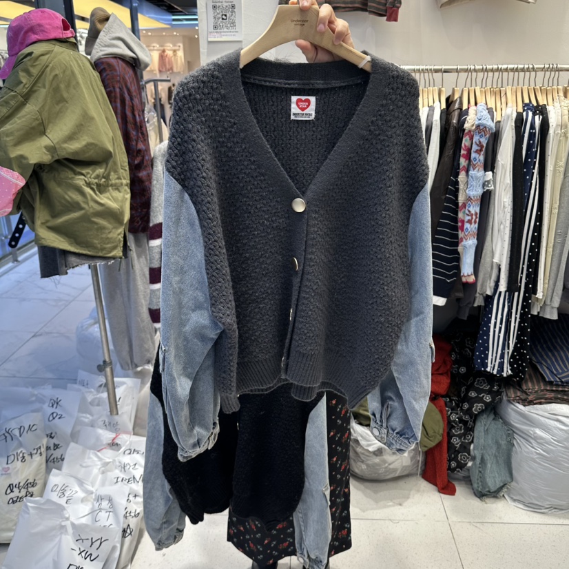 UNDERSTAR_VINTAGE東大門實拍女裝新品熱賣開衫華夫格開衫UNDERSTAR_VINTAGE開衫圖色1