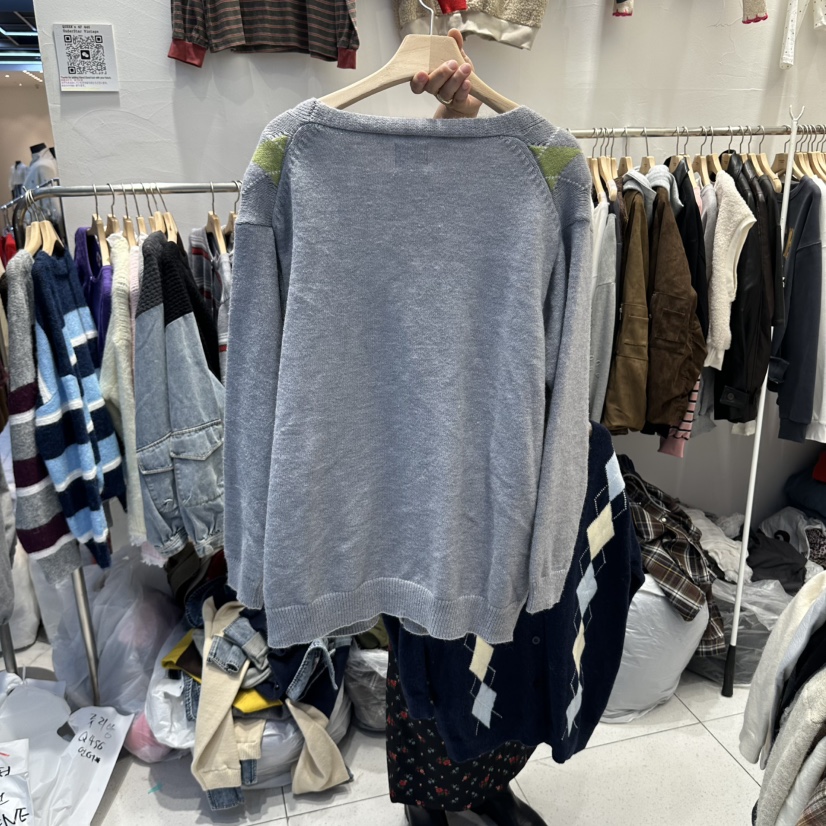 UNDERSTAR_VINTAGE韓國代購女裝新品推薦休閑開衫格紋開衫UNDERSTAR_VINTAGE開衫