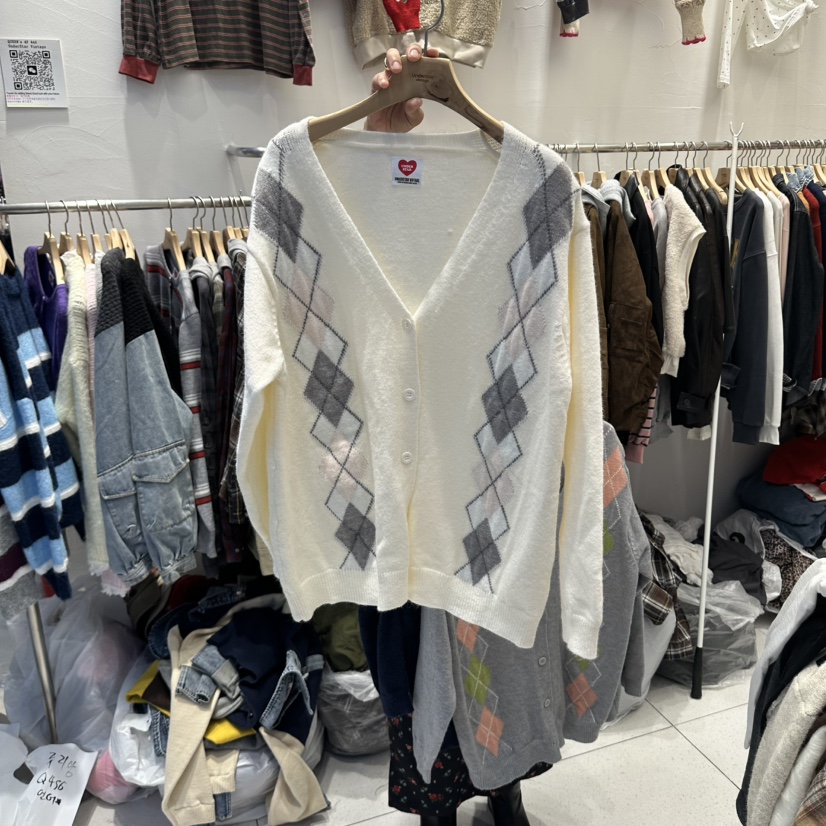 UNDERSTAR_VINTAGE韓國代購女裝新品推薦休閑開衫格紋開衫UNDERSTAR_VINTAGE開衫圖色1