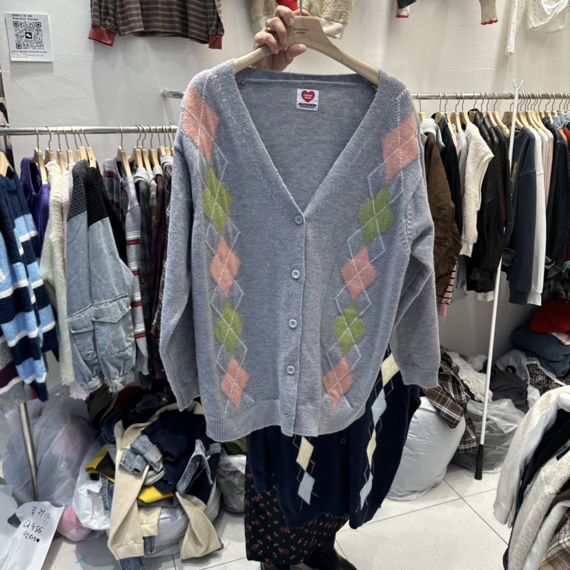 UNDERSTAR_VINTAGE韓國代購女裝新品推薦休閑開衫格紋開衫UNDERSTAR_VINTAGE開衫圖色2