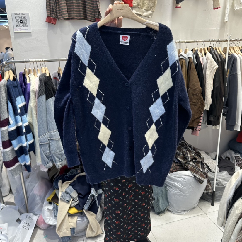 UNDERSTAR_VINTAGE韓國代購女裝新品推薦休閑開衫格紋開衫UNDERSTAR_VINTAGE開衫圖色3