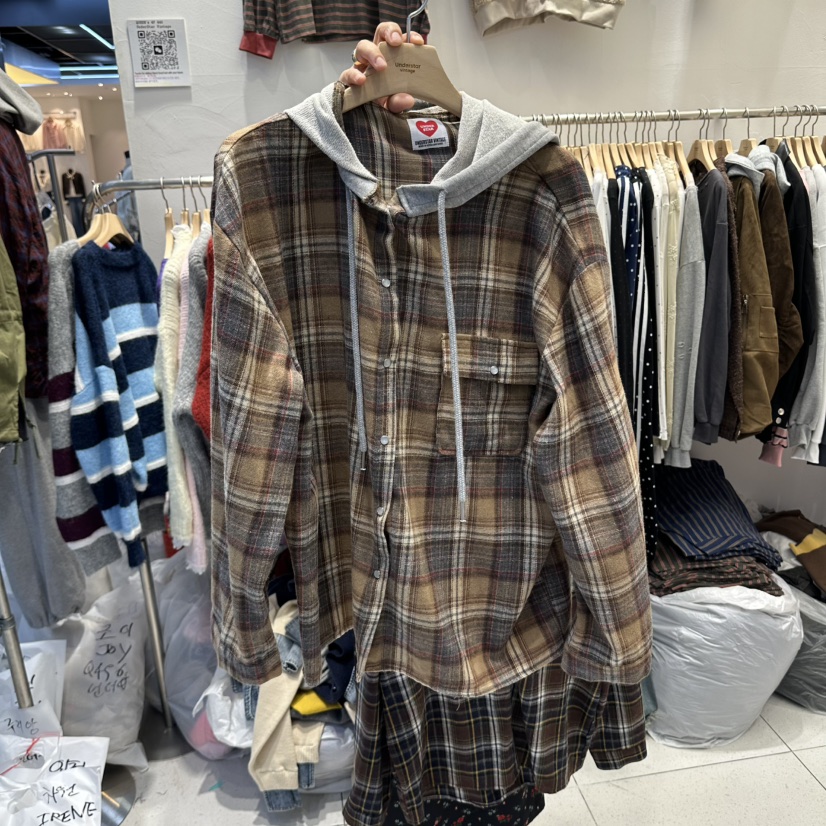 UNDERSTAR_VINTAGE東大門代購女裝新品推薦襯衫蕾絲衫連帽衫格紋UNDERSTAR_VINTAGE襯衫/蕾絲衫圖色1