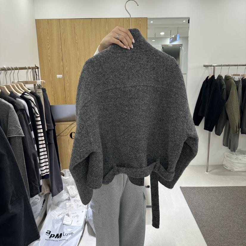 GAM JA韓國直郵女士新品熱賣人氣時尚夾克含腰帶系帶高領GAM JA夾克