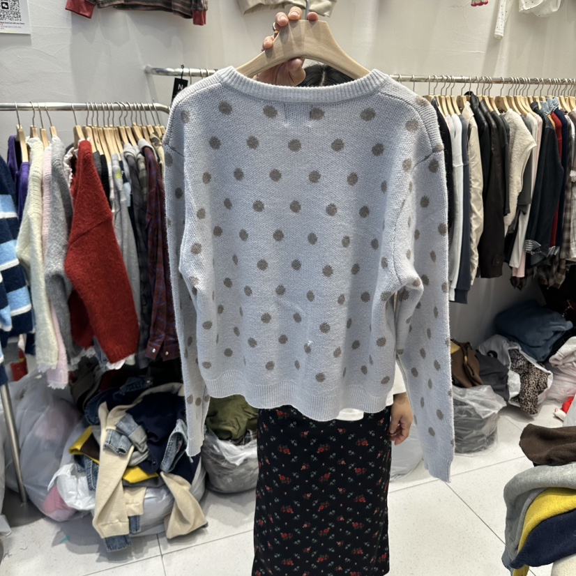 UNDERSTAR_VINTAGE韓國直郵女士新款推薦熱賣開衫圓點開衫UNDERSTAR_VINTAGE開衫