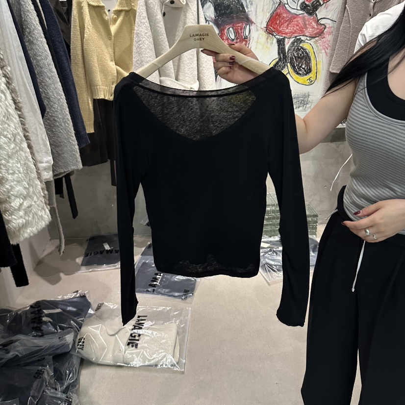 LAMAGIEPIE/LAMAGIE GREY東大門直郵女士新款休閑長袖T恤LAMAGIEPIE/LAMAGIE GREY長袖T恤圖色4黑色