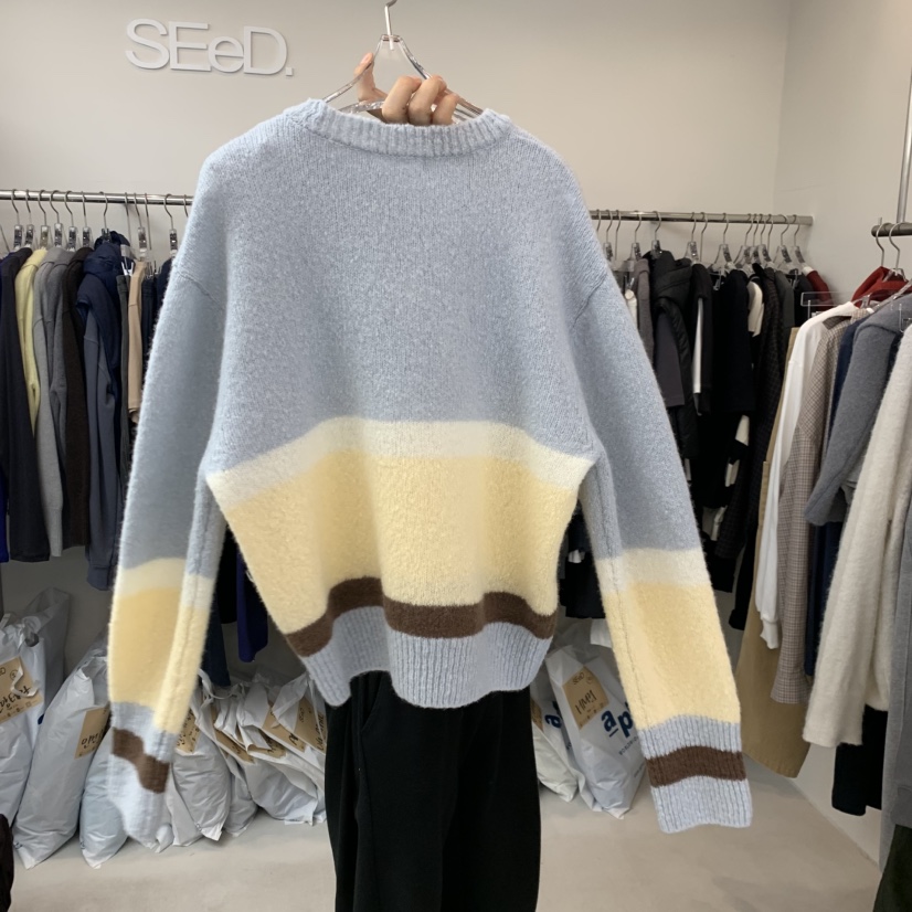 LEESEED-A/SEED韓國直郵女裝新品人氣時尚真品毛衣條紋SEeD-SOBORO毛衣