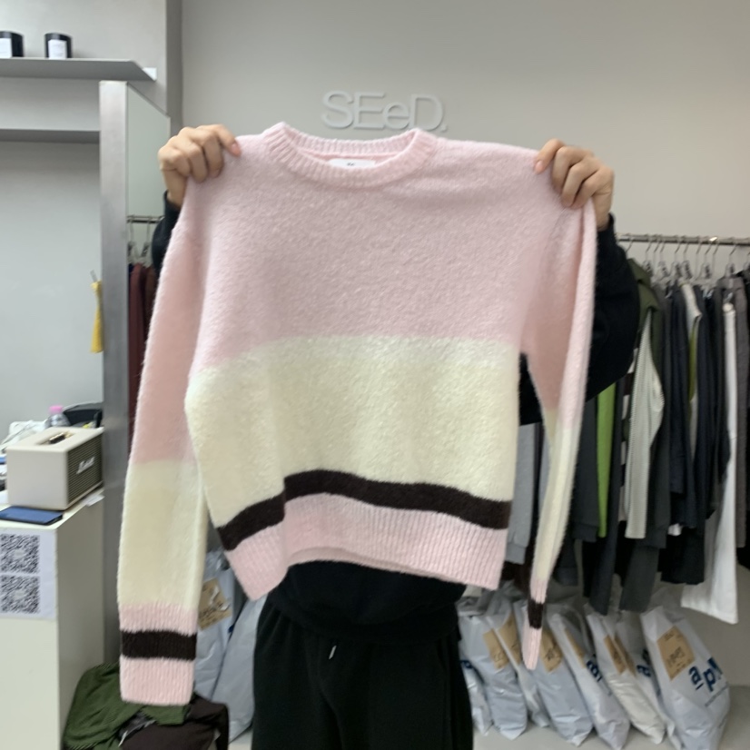 LEESEED-A/SEED韓國直郵女裝新品人氣時尚真品毛衣條紋SEeD-SOBORO毛衣圖色2
