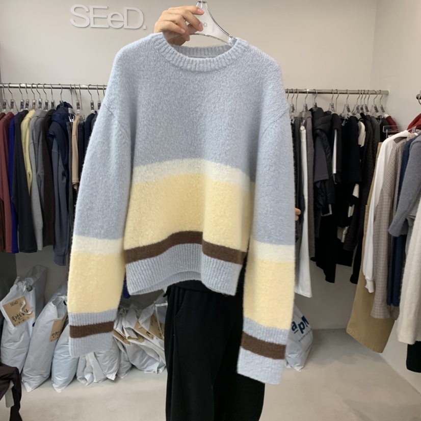 LEESEED-A/SEED韓國直郵女裝新品人氣時尚真品毛衣條紋SEeD-SOBORO毛衣圖色3